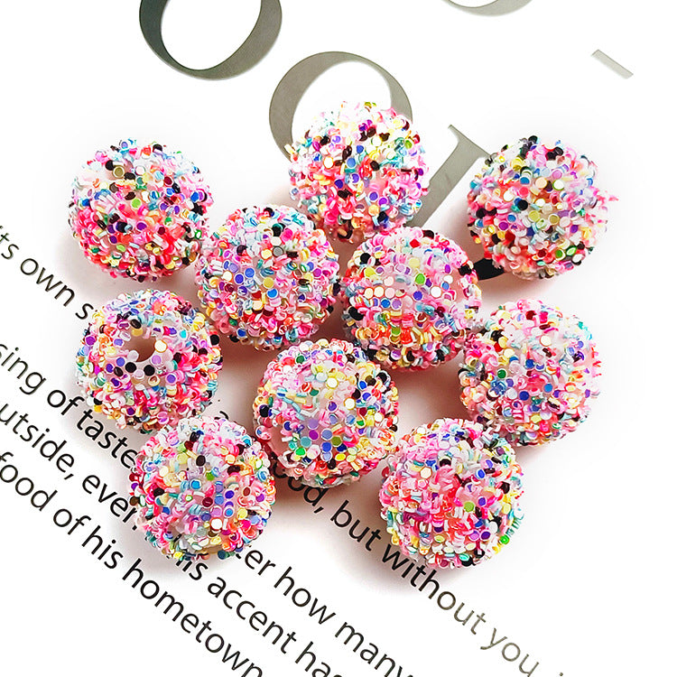 Wholesale 16MM Round Ball Straight Hole Beads Sequin Hanging Beads Jewelry Accessories